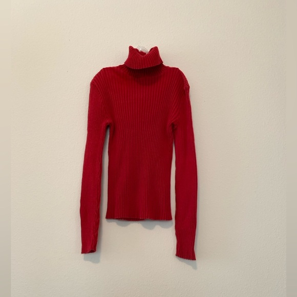 Red Ribbed Turtleneck - Picture 1 of 10